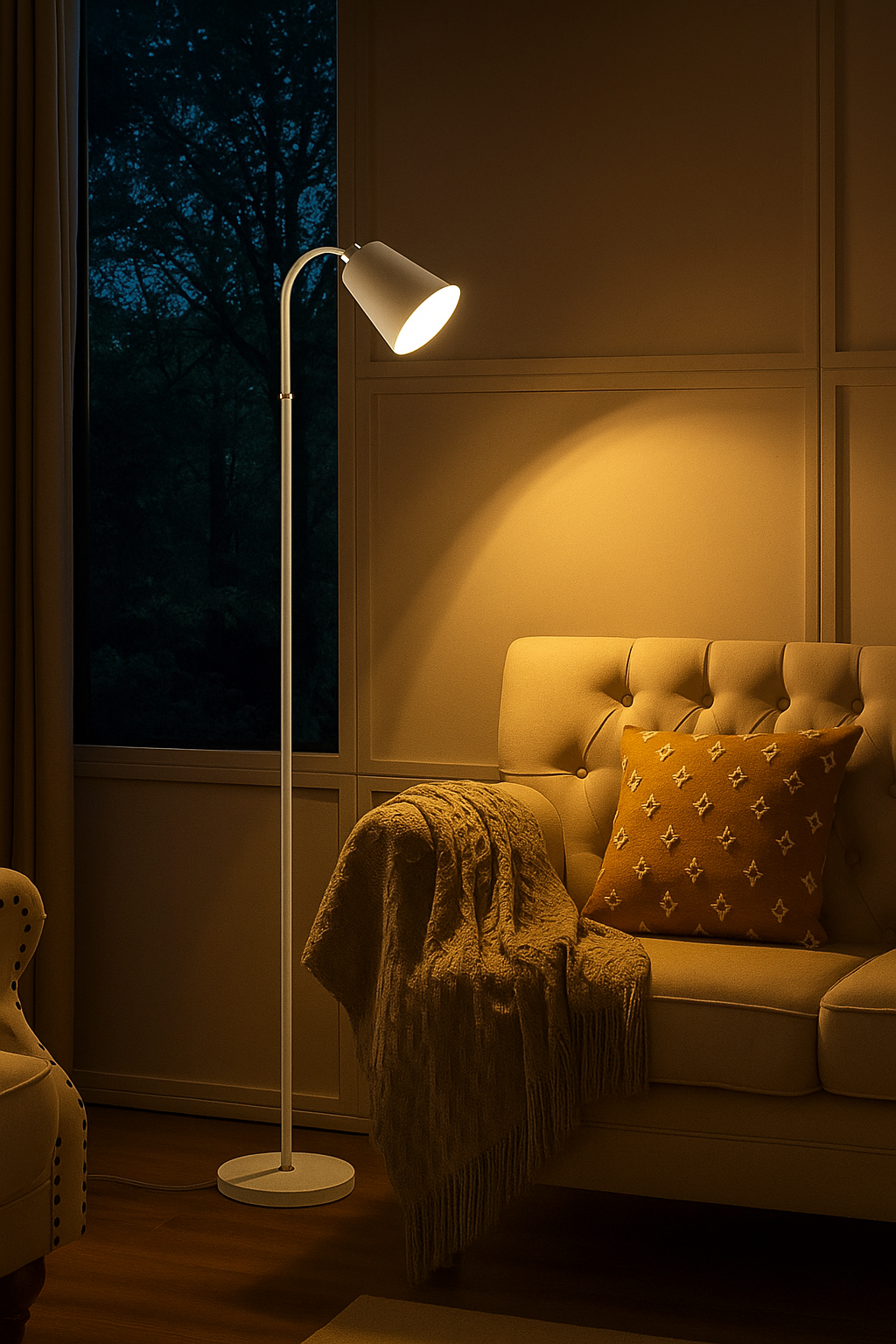 HDC Floor lamp bedroom living room Nordic style floor table lamp with shelf vertical table lamp (White Body)