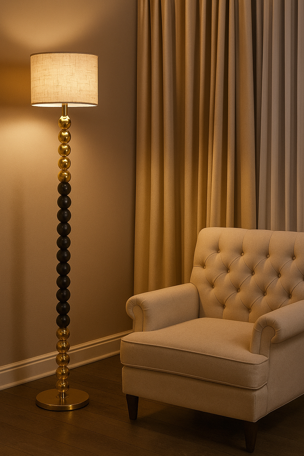 Hdc Gold Black Stacked Ball Floor Lamp For Living Room Bedroom