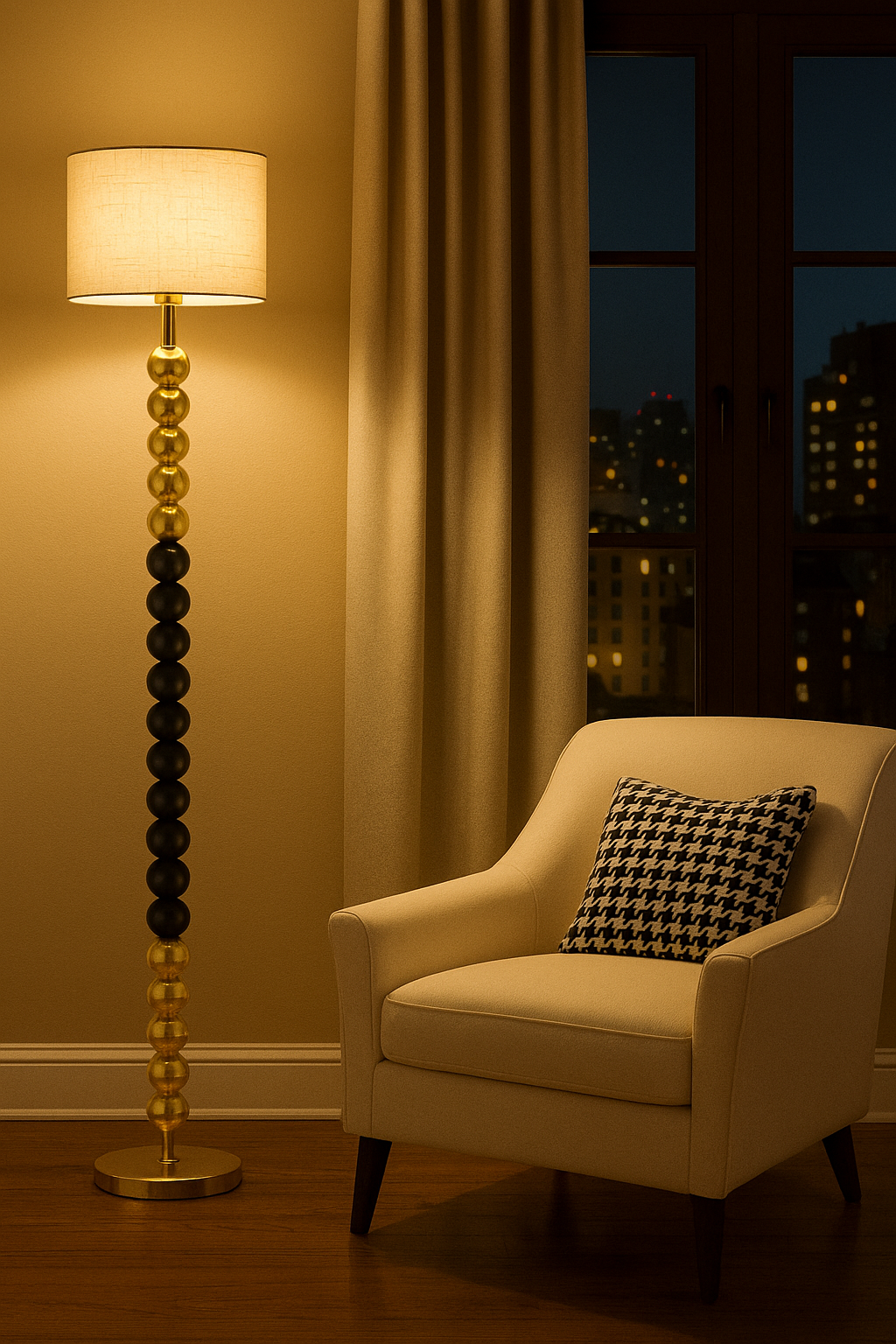 Hdc Gold Black Stacked Ball Floor Lamp For Living Room Bedroom