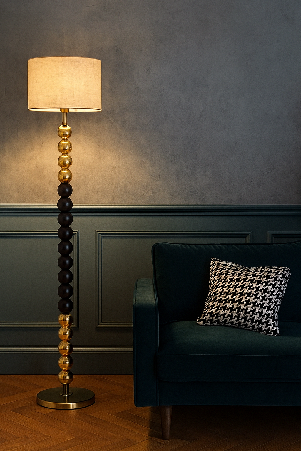 Hdc Gold Black Stacked Ball Floor Lamp For Living Room Bedroom
