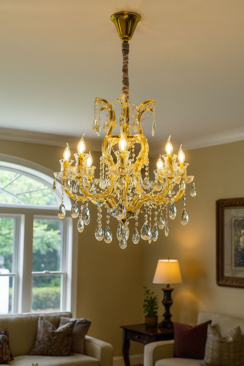 HDC 9 Lights Imperial Crystal Crown Italian Chandelier For Dining Hall