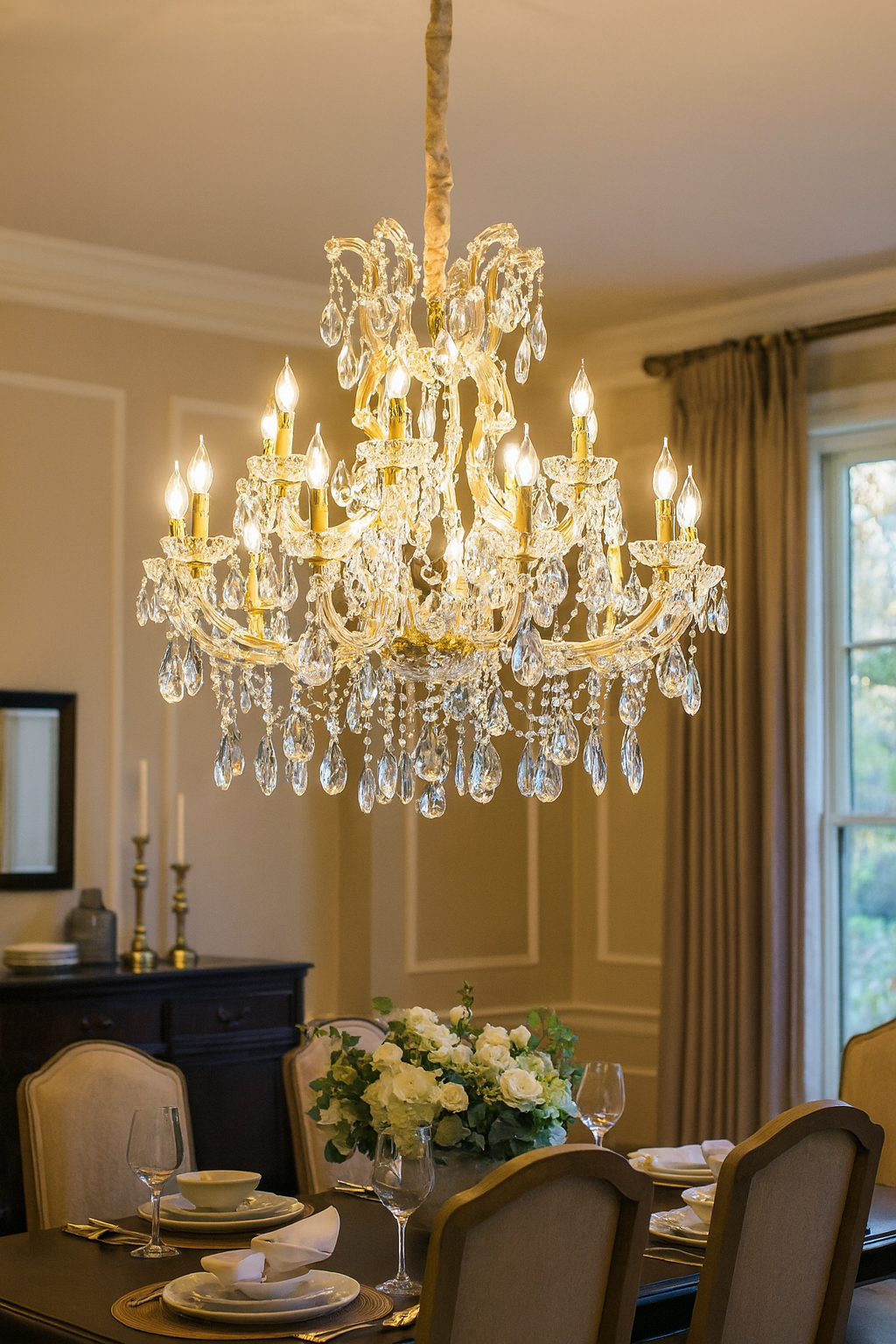 HDC 16 Lights Imperial Crystal Crown Italian Chandelier For Dining Room