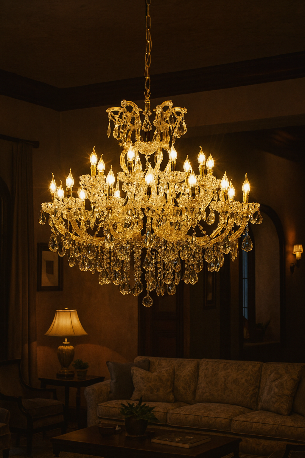 HDC 19 Lights Imperial Crystal Crown Italian Chandelier For Dining Room