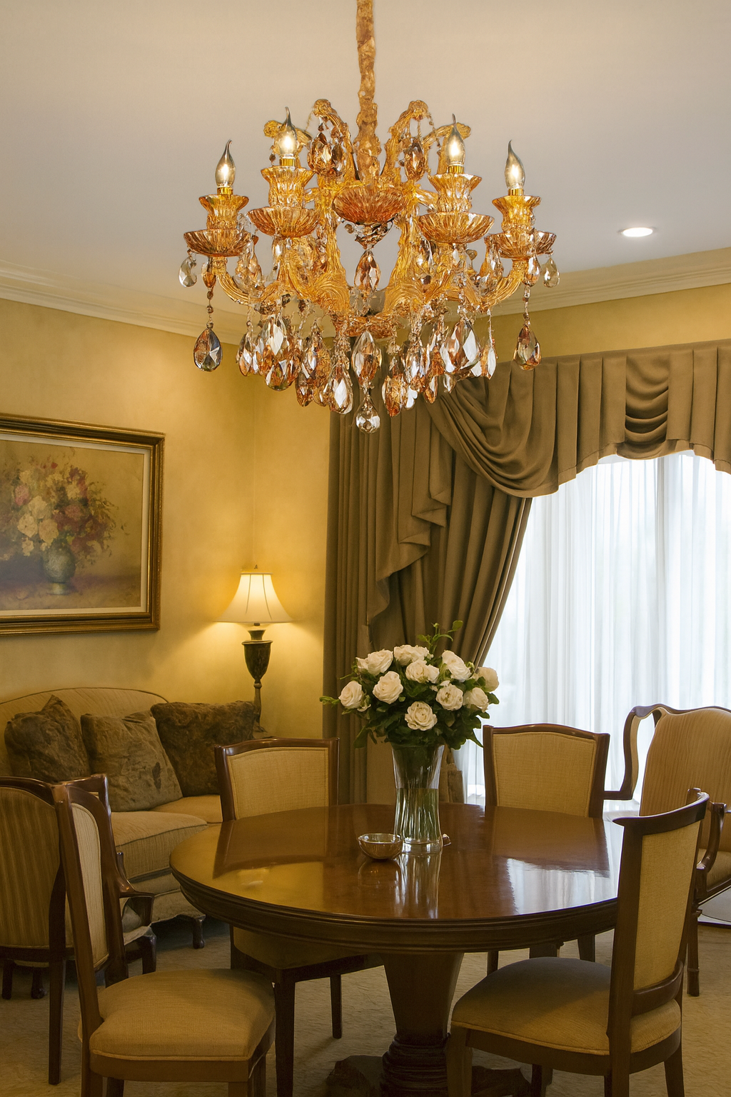 HDC 9 Lights Amber Crystal Italian Chandelier For Luxury Halls