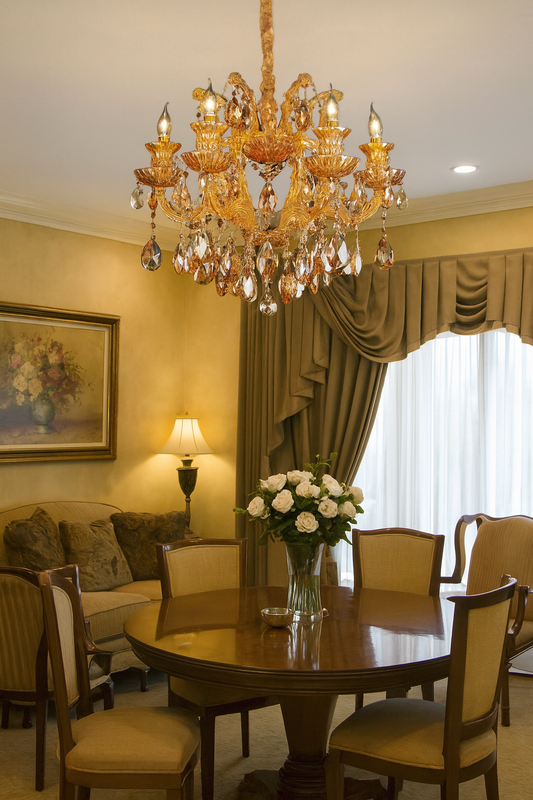 HDC 9 Lights Amber Crystal Italian Chandelier For Luxury Halls
