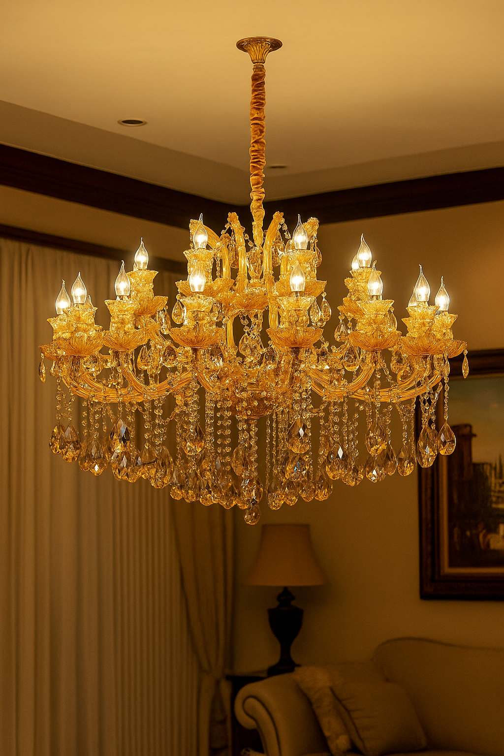 HDC 25 Lights Royal Amber Cascade Italian Chandelier For Living Room