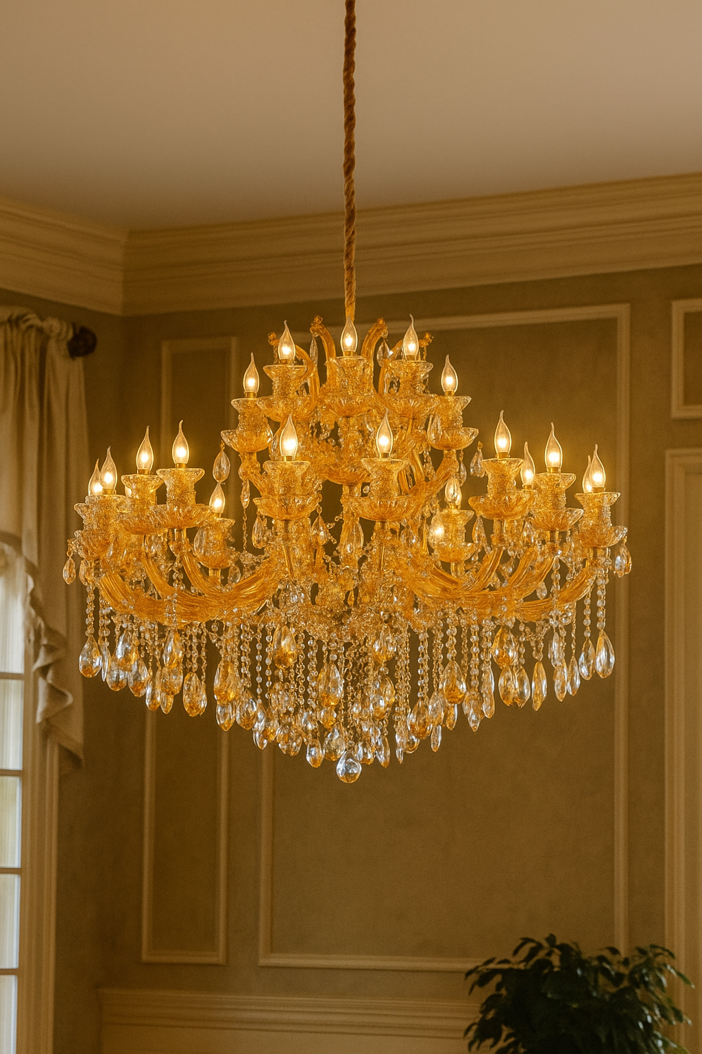 HDC 25 Lights Royal Amber Cascade Italian Chandelier For Living Room