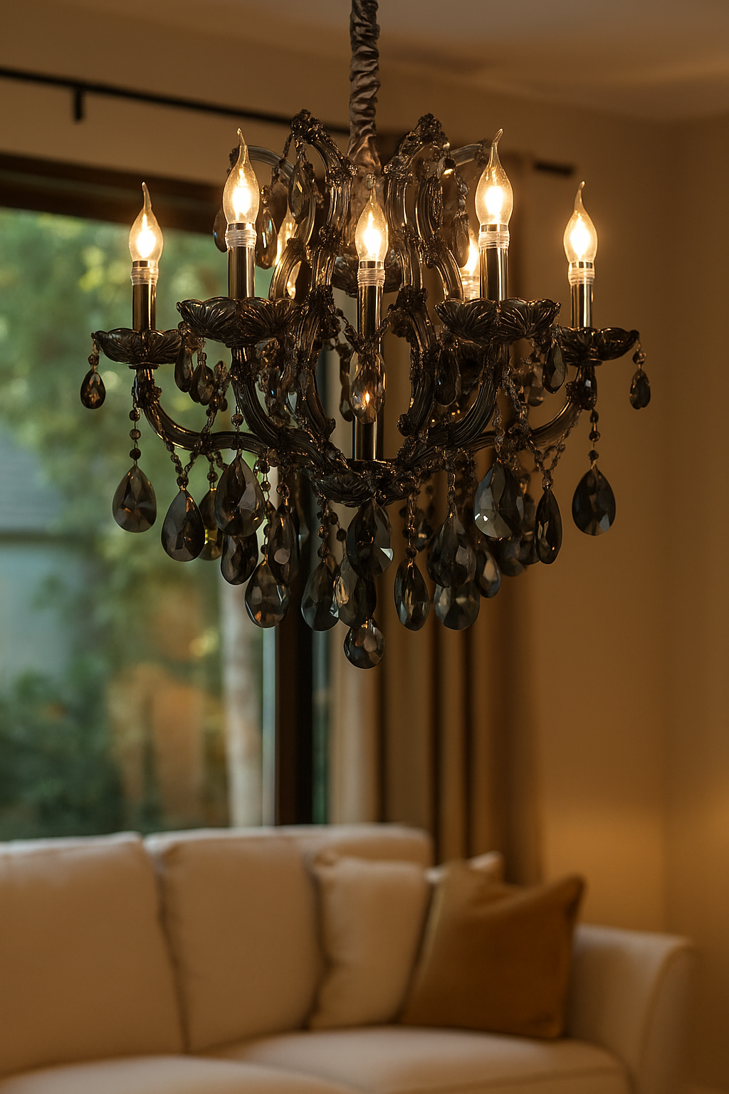 HDC 7 Lights Elegant Smoke Crystal Italian Chandelier For Living Room