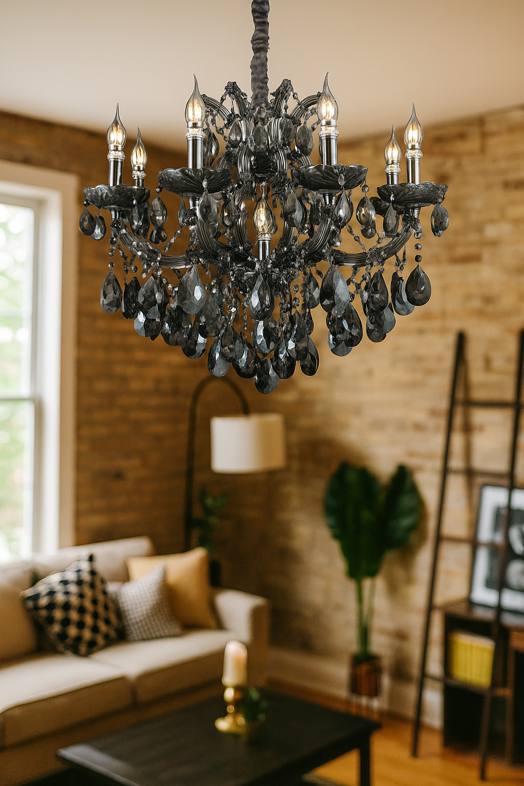 HDC 9 Lights Elegant Smoke Crystal Italian Chandelier For Living Room