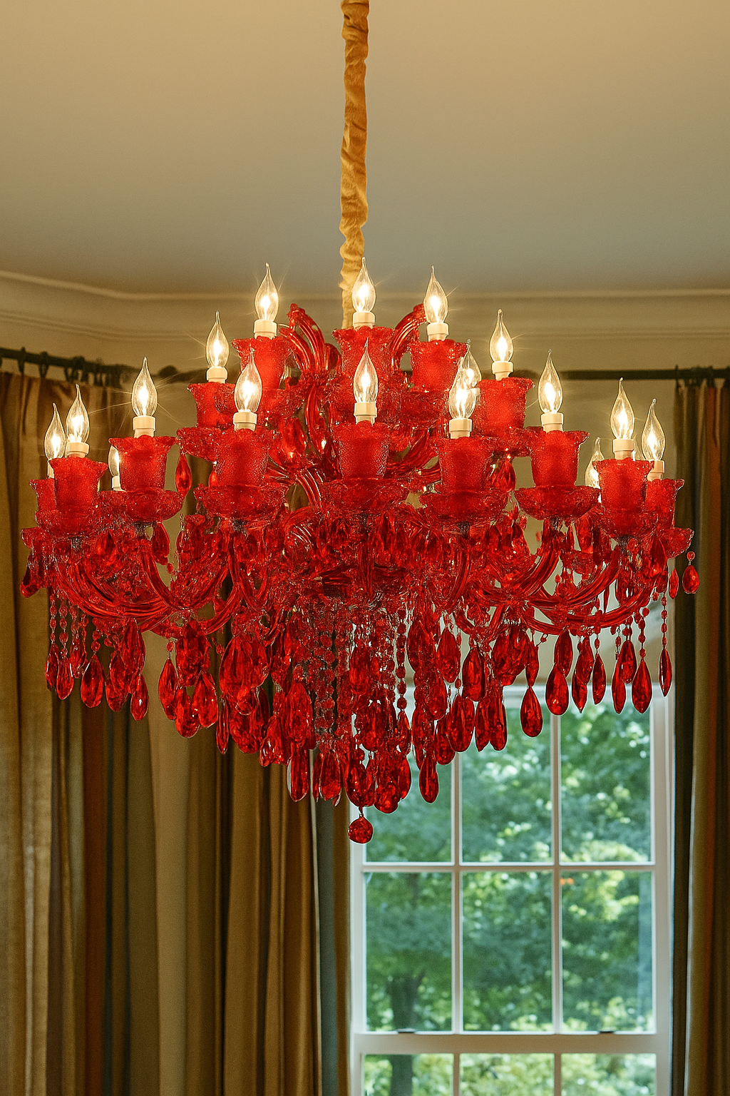HDC 25 Lights Red Crystal Italian Chandelier For Living Room