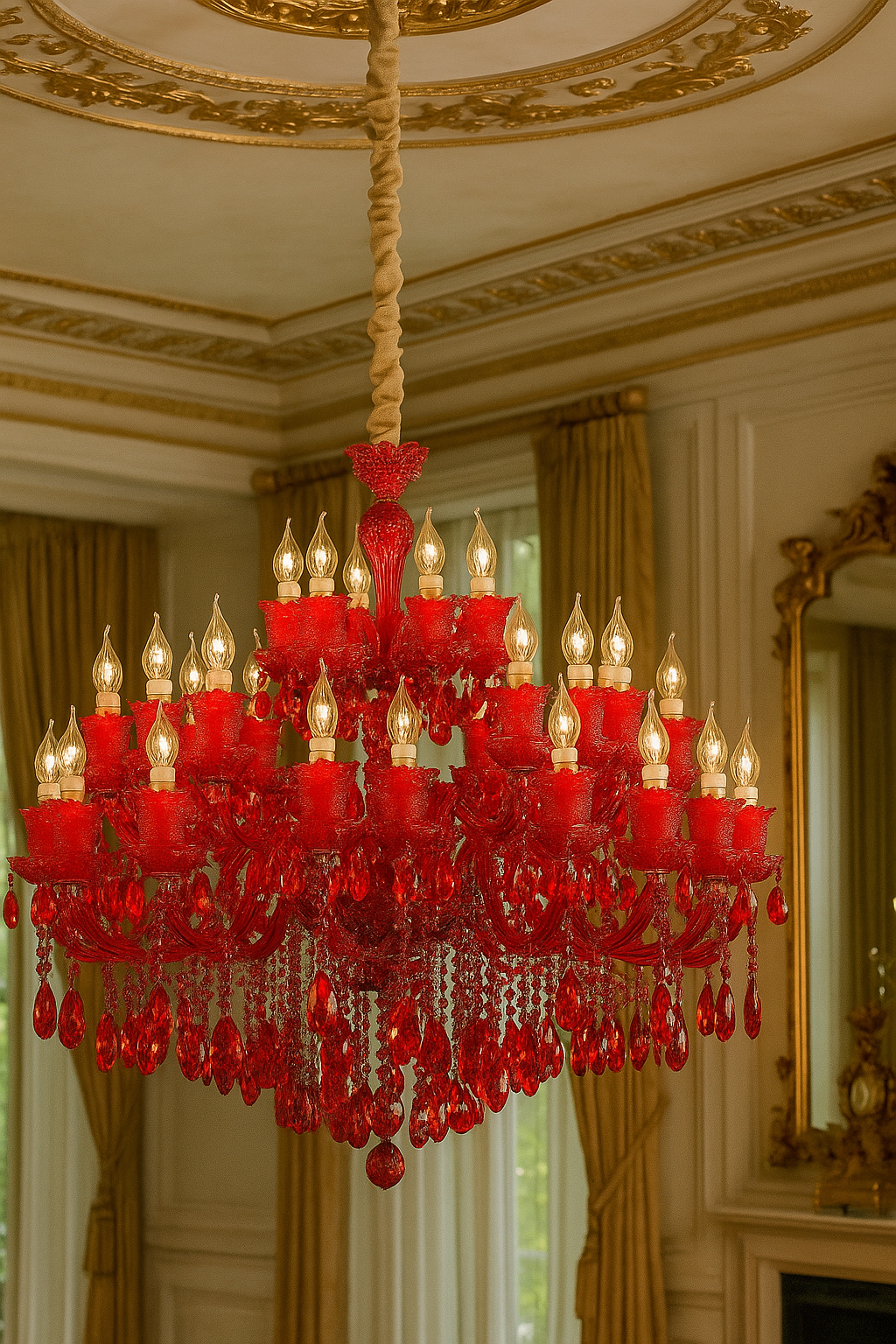 HDC 25 Lights Red Crystal Italian Chandelier For Living Room
