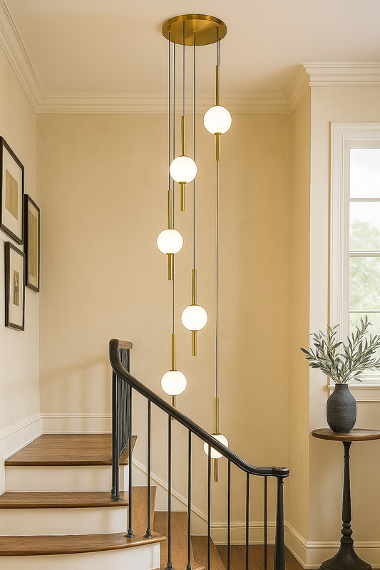 HDC 6 Lights Modern Multi-Pendant Globe Pendant Light For Living Room, Staircase