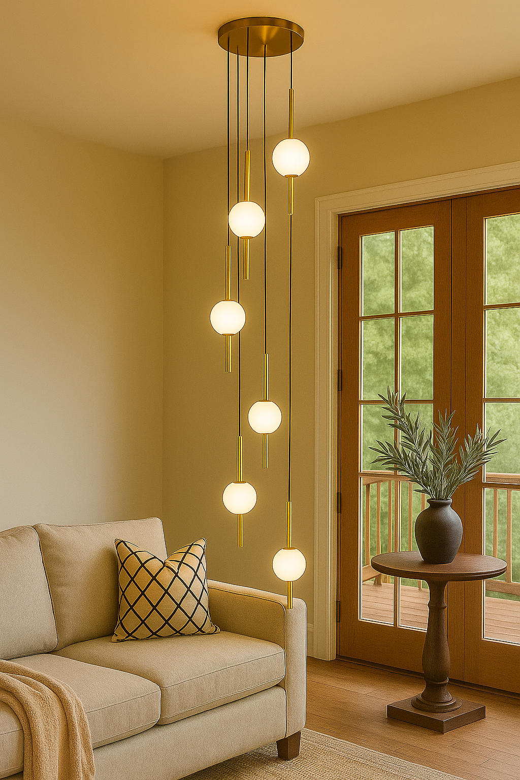 HDC 6 Lights Modern Multi-Pendant Globe Pendant Light For Living Room, Staircase