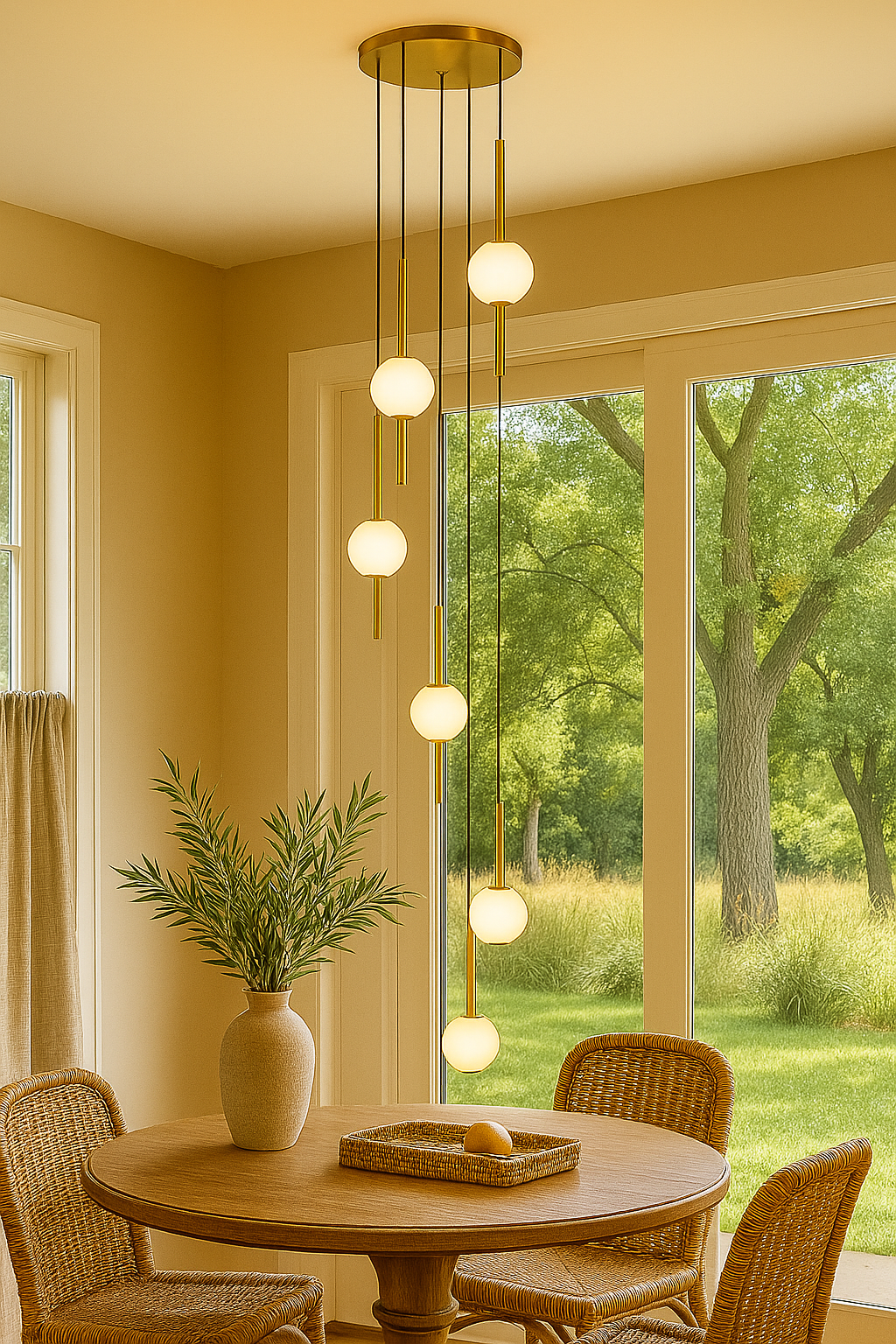 HDC 6 Lights Modern Multi-Pendant Globe Pendant Light For Living Room, Staircase