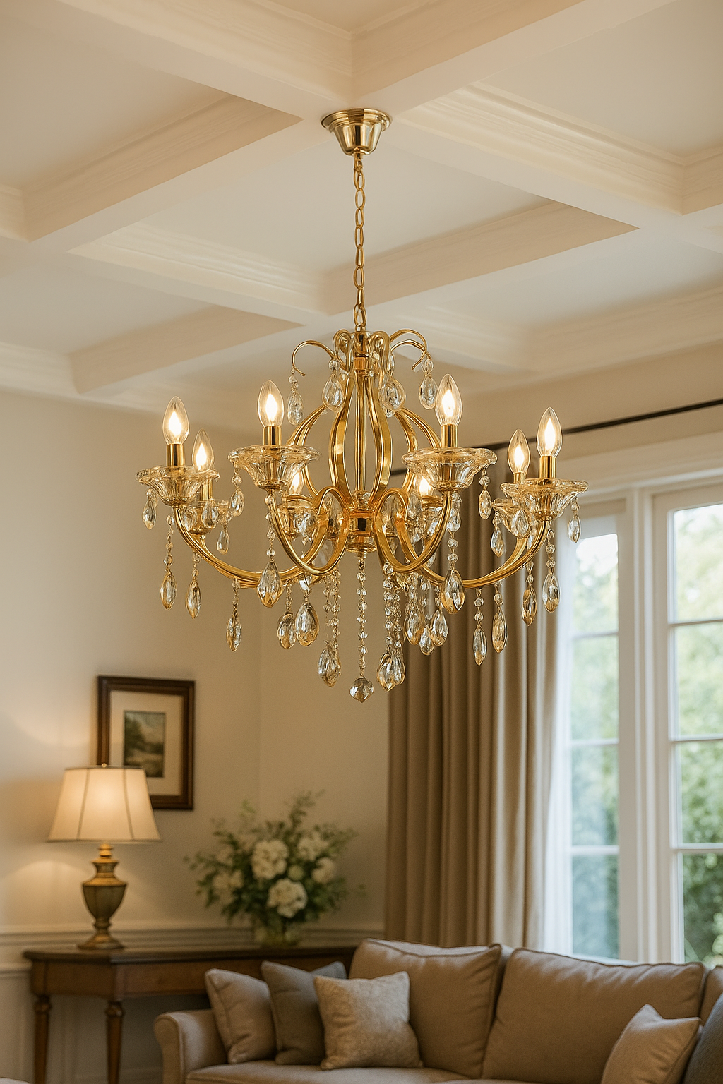 HDC 8 Lights Classic Crystal Metal Italian Chandelier For Living Room