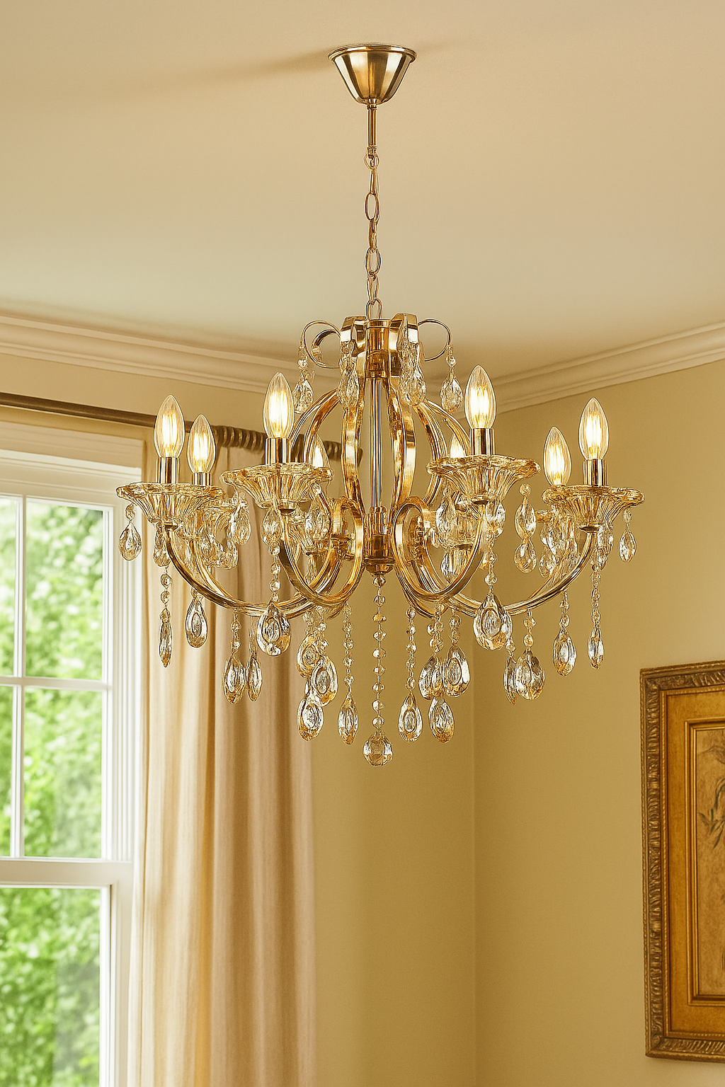 HDC 8 Lights Classic Crystal Metal Italian Chandelier For Living Room