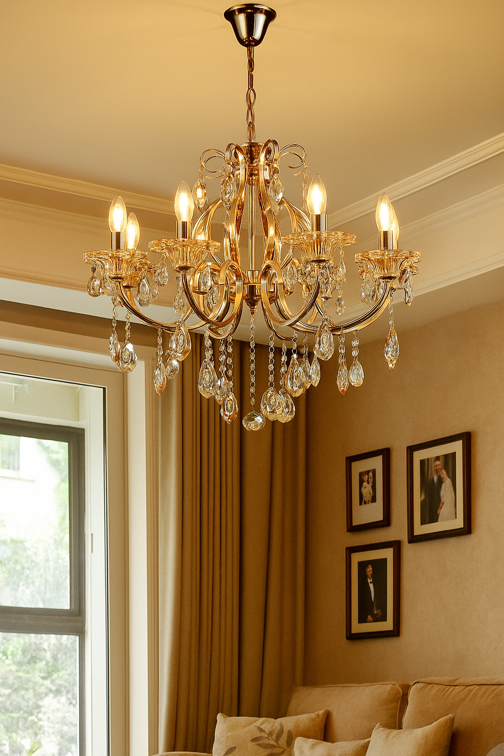HDC 8 Lights Classic Crystal Metal Italian Chandelier For Living Room