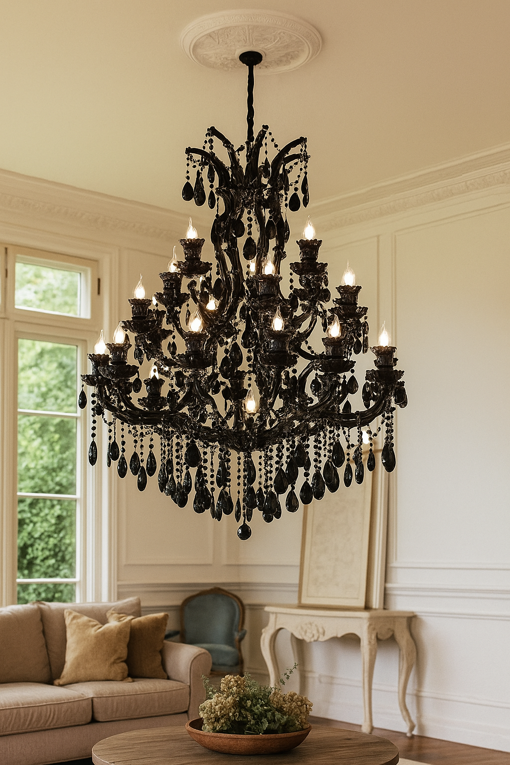 HDC 55 Lights Imperial Noir Grand Crystal Italian Chandelier For Living Room
