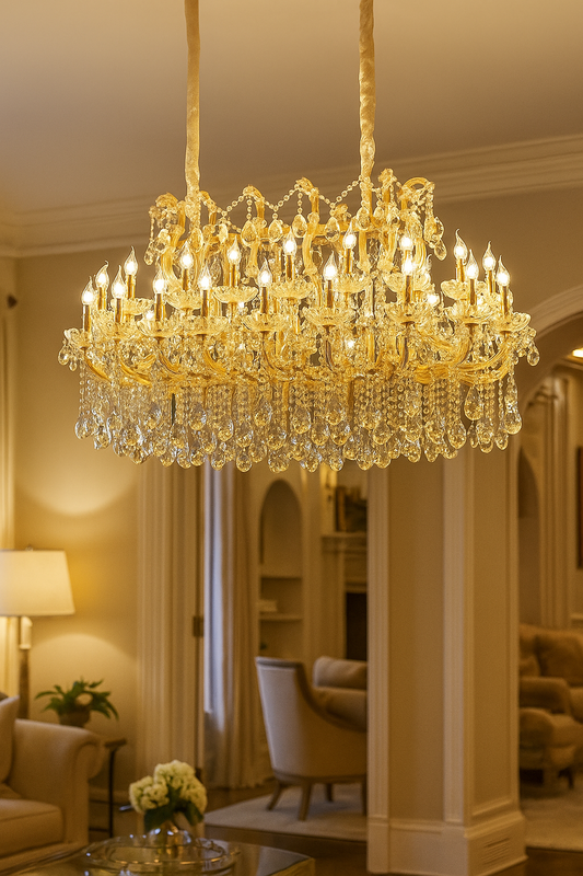 HDC 35 Lights Regal Grandeur Rectangular Crystal Italian Chandelier For Living Room