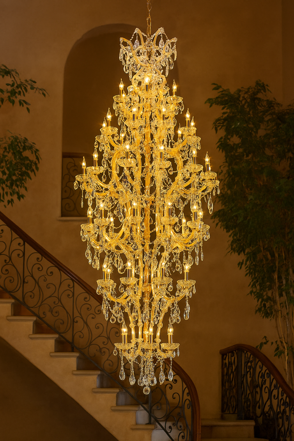 HDC 60 Lights Imperial Cascade Grand Crystal Italian Chandelier