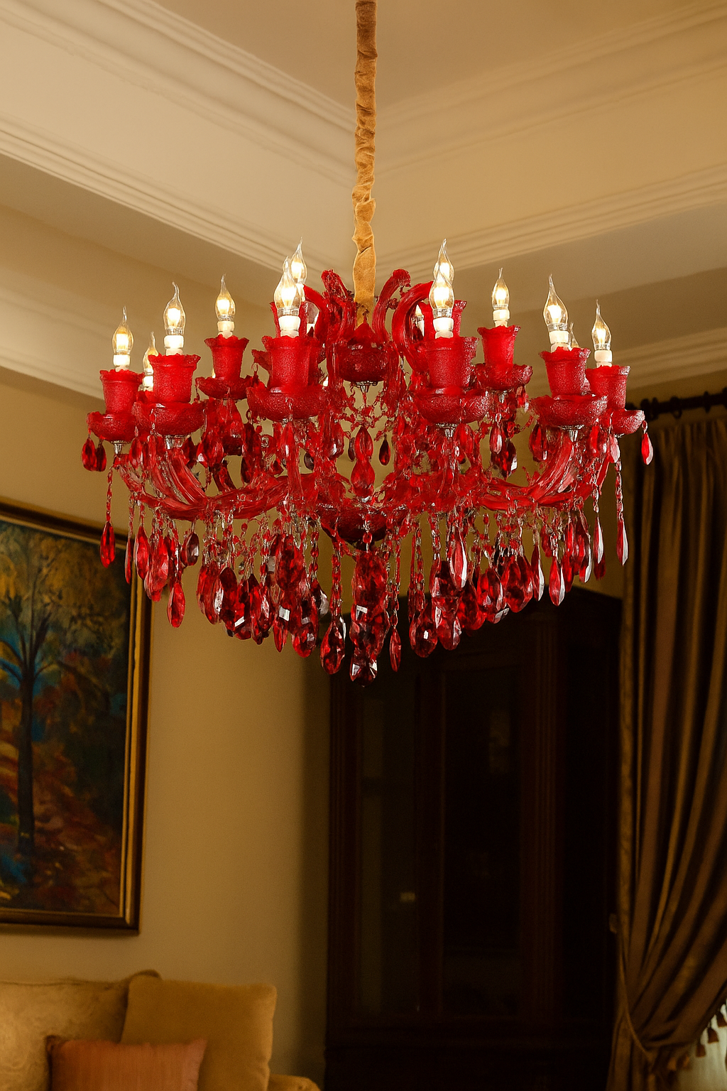HDC 19 Lights Imperial Scarlet Crystal Italian Chandelier For Living Room