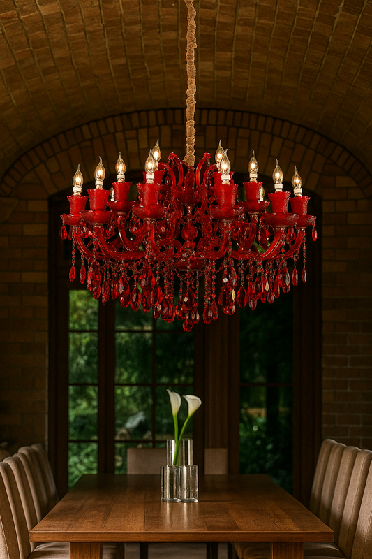 HDC 19 Lights Imperial Scarlet Crystal Italian Chandelier For Living Room