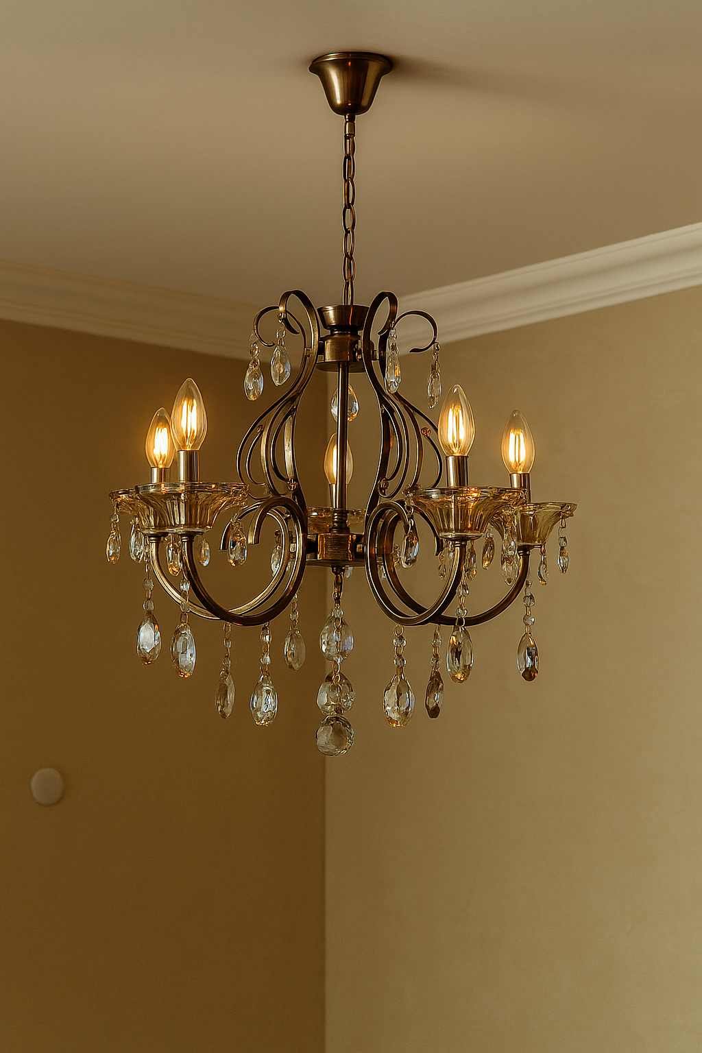 HDC 5 Lights Regal Crystal Crown Italian Chandelier For Living Room