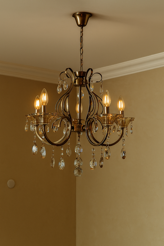 HDC 5 Lights Regal Crystal Crown Italian Chandelier For Living Room