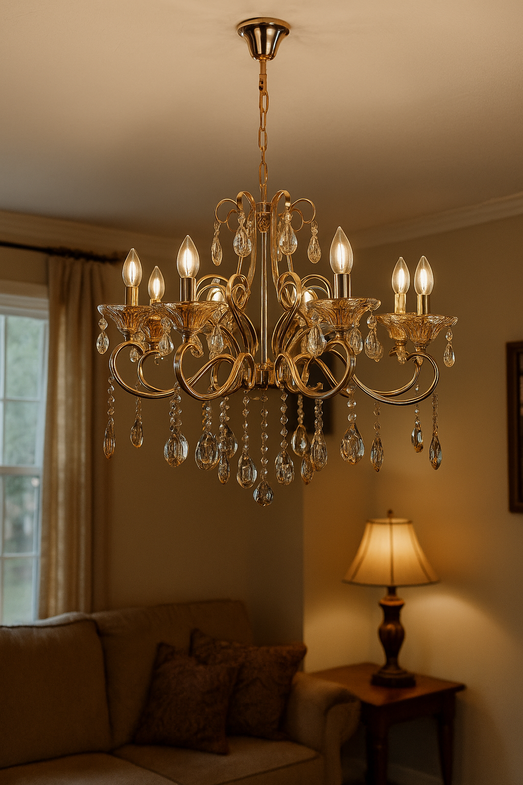 HDC 8 Lights Imperial Crystal Arc Italian Chandelier For Living Room