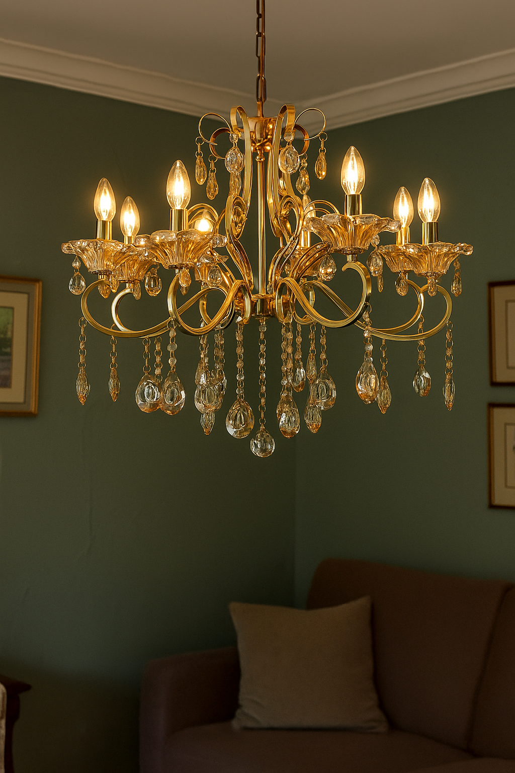 HDC 8 Lights Imperial Crystal Arc Italian Chandelier For Living Room