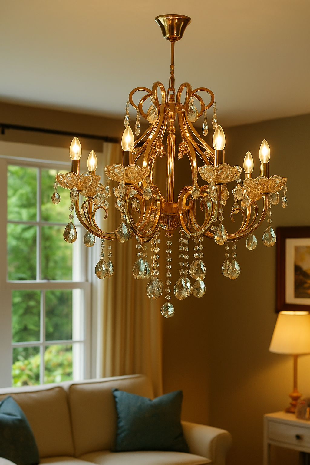 HDC 8 Lights Luxury Crystal Droplet Metal Italian Chandelier For Living Room