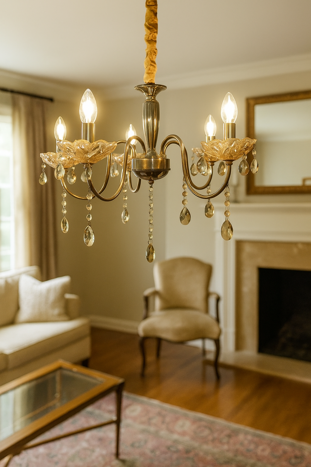 HDC 5 Lights Antique Metal Chandelier For Living Room