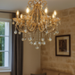 HDC 5 Lights Regal Crystal Cascade Metal Italian Chandelier For Living Room