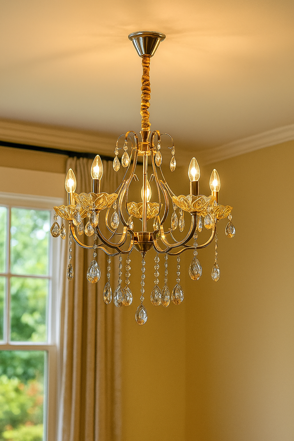 HDC 5 Lights Imperial Crystal Arc Italian Chandelier For Living Room