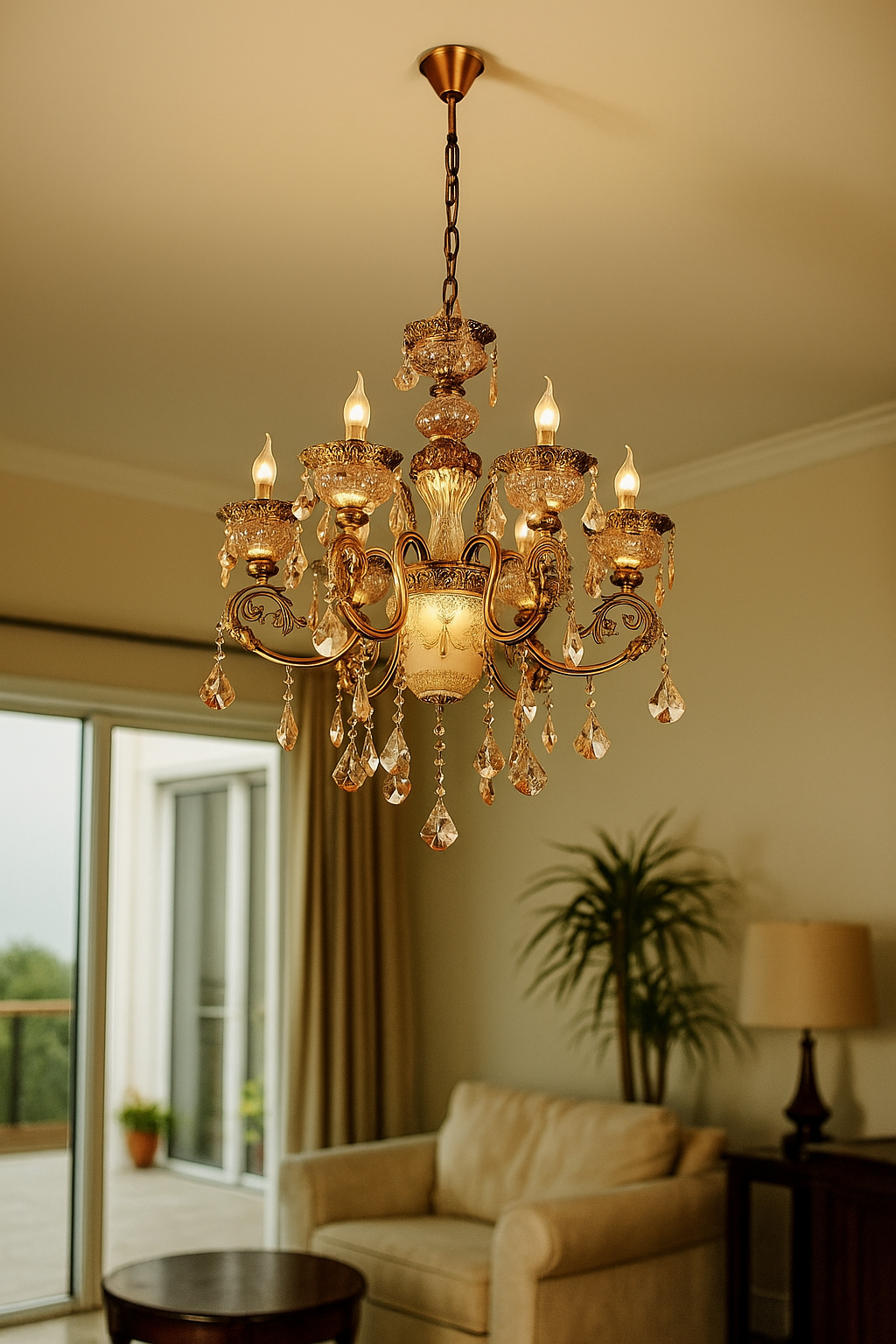 HDC 6 Lights Royal Heritage Crystal Italian Chandelier For Living Room