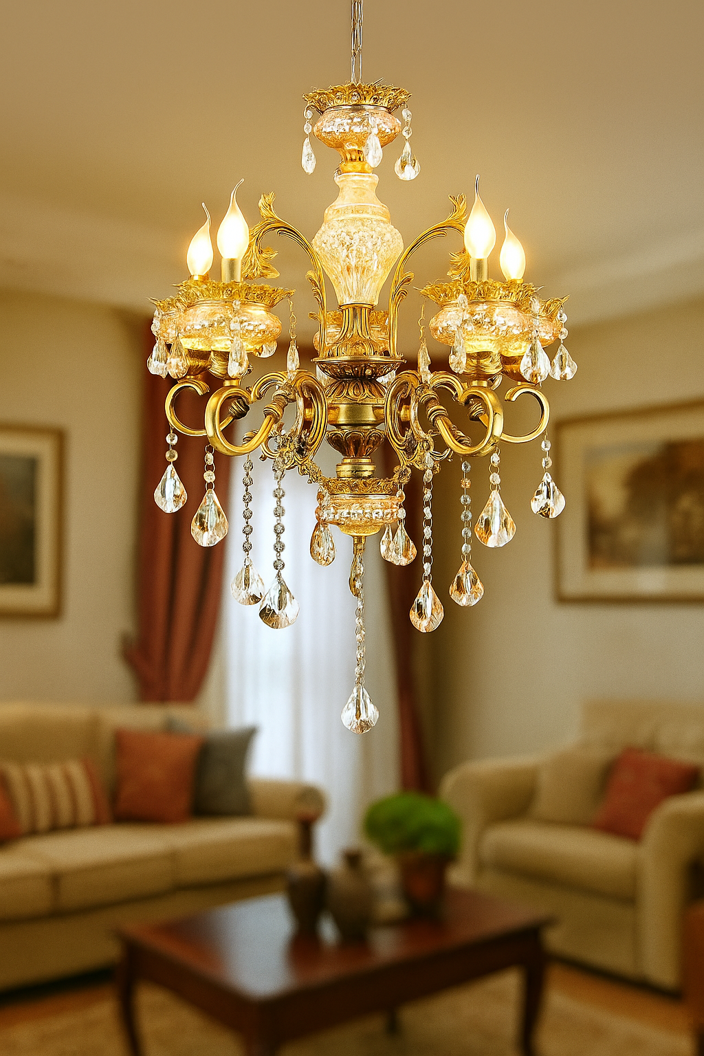 HDC 5 Lights Imperial Crystal Bloom Italian Chandelier For Living Room