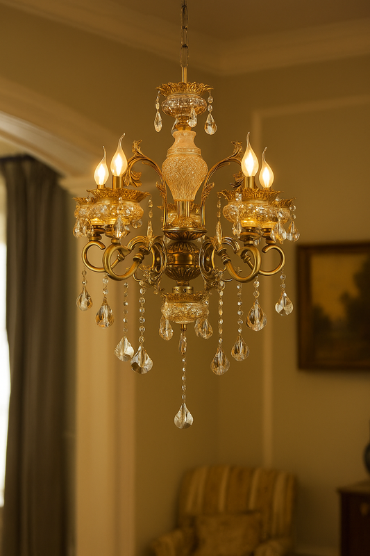 HDC 5 Lights Imperial Crystal Bloom Italian Chandelier For Living Room