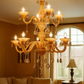 HDC 12 Lights Regal Amber Glass Crown Italian Chandelier For Living Room