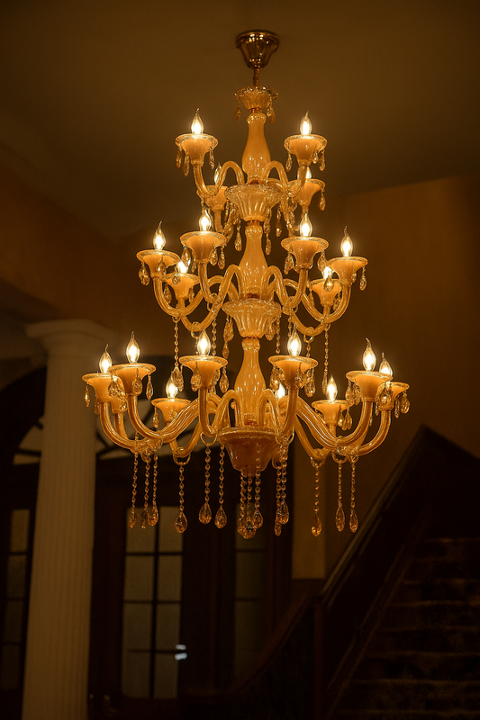 HDC 24 Lights Grand Imperial Amber Glass Italian Chandelier For Living Room