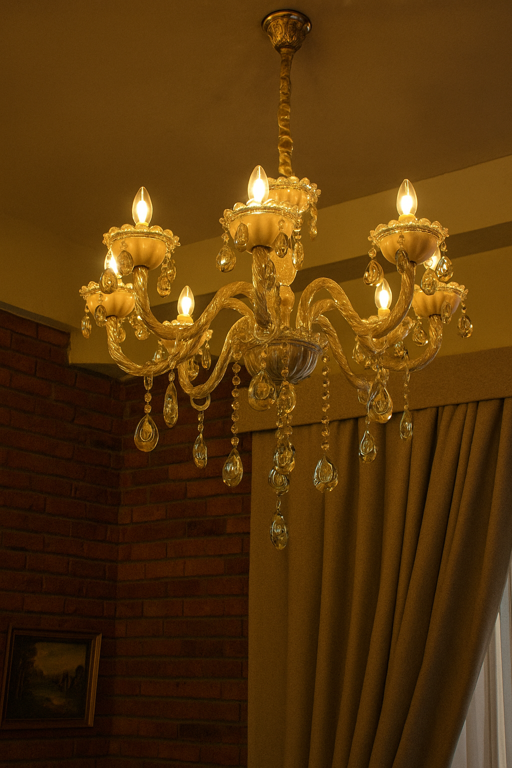 HDC 8 Lights Crystal Royale Amber Glass Italian Chandelier For Living Room