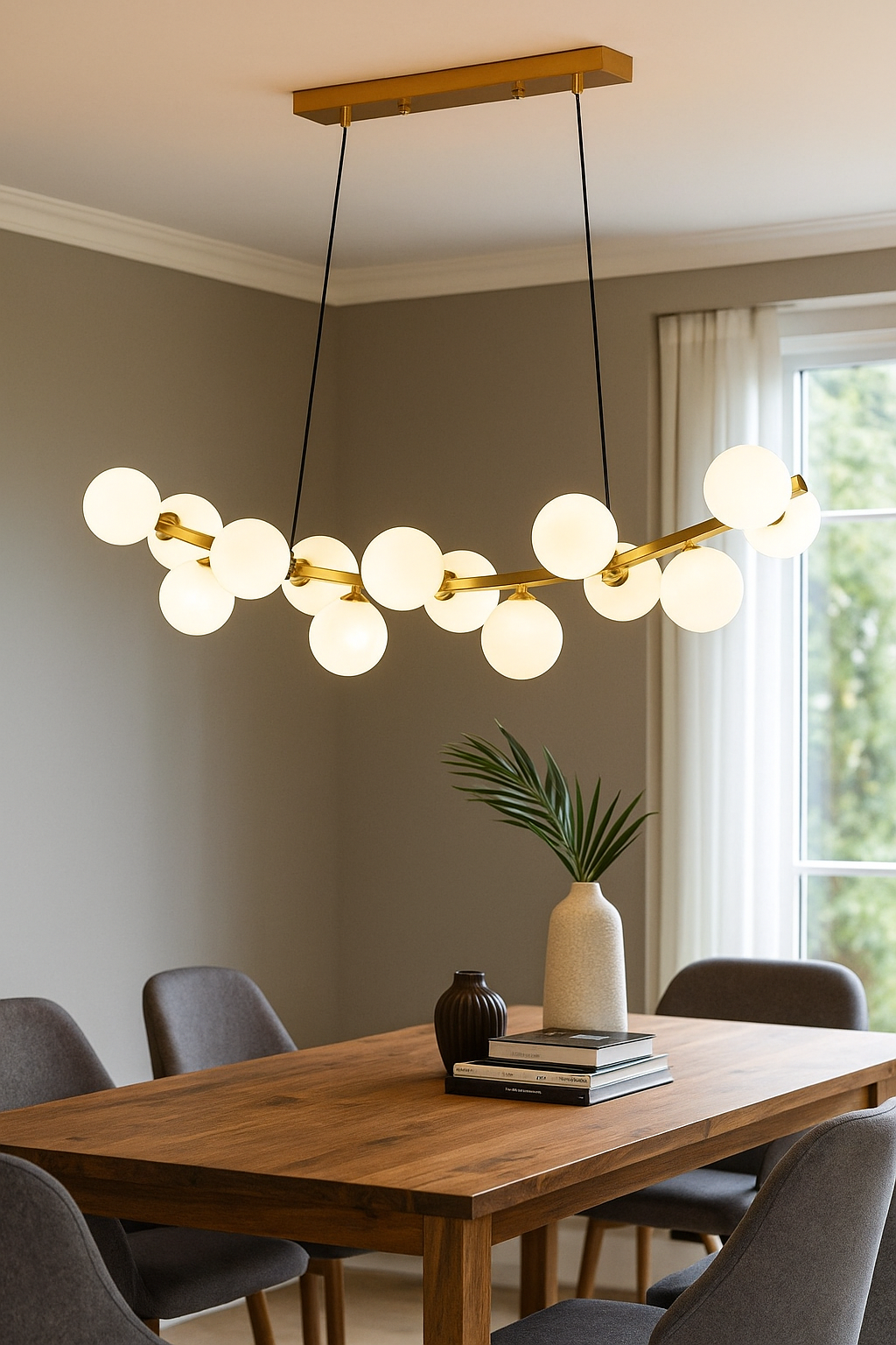 HDC 14 Glass Balls LED Chandelier Hanging Lamp For Living Room