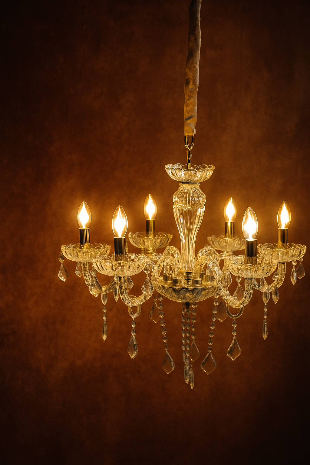 HDC  6-Light Clear Glass  Crystal Radiance Italian Chandelier