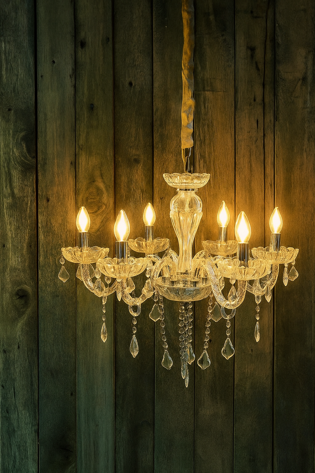 HDC  6-Light Clear Glass  Crystal Radiance Italian Chandelier