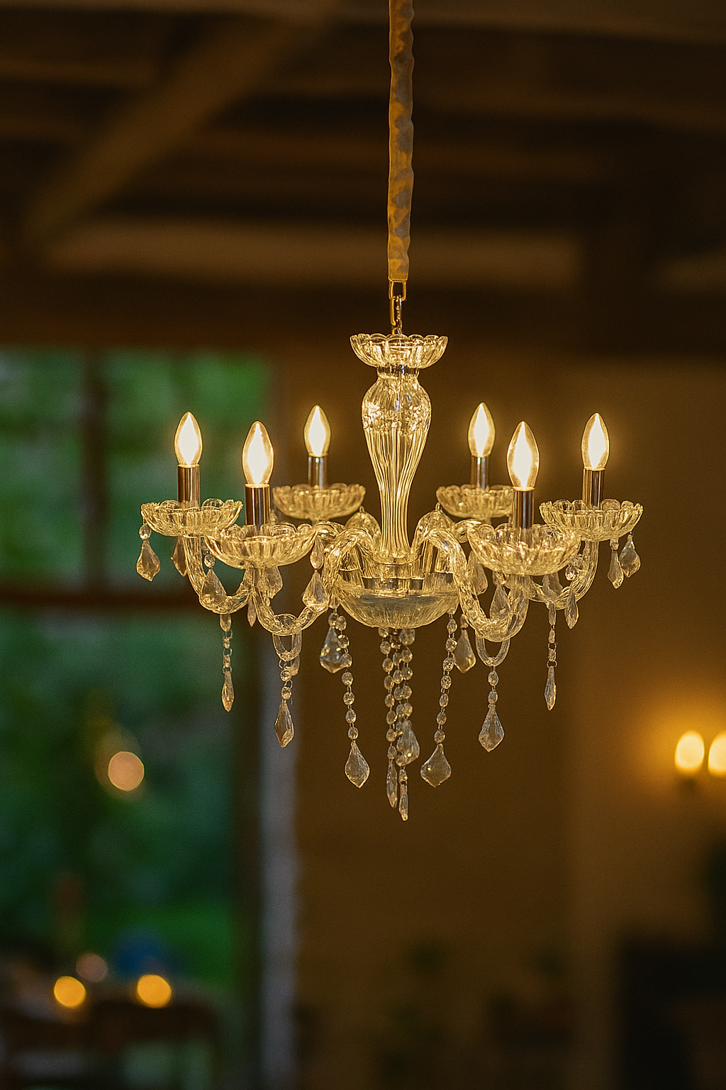 HDC  6-Light Clear Glass  Crystal Radiance Italian Chandelier