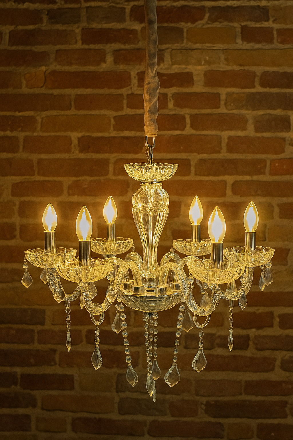 HDC  6-Light Clear Glass  Crystal Radiance Italian Chandelier
