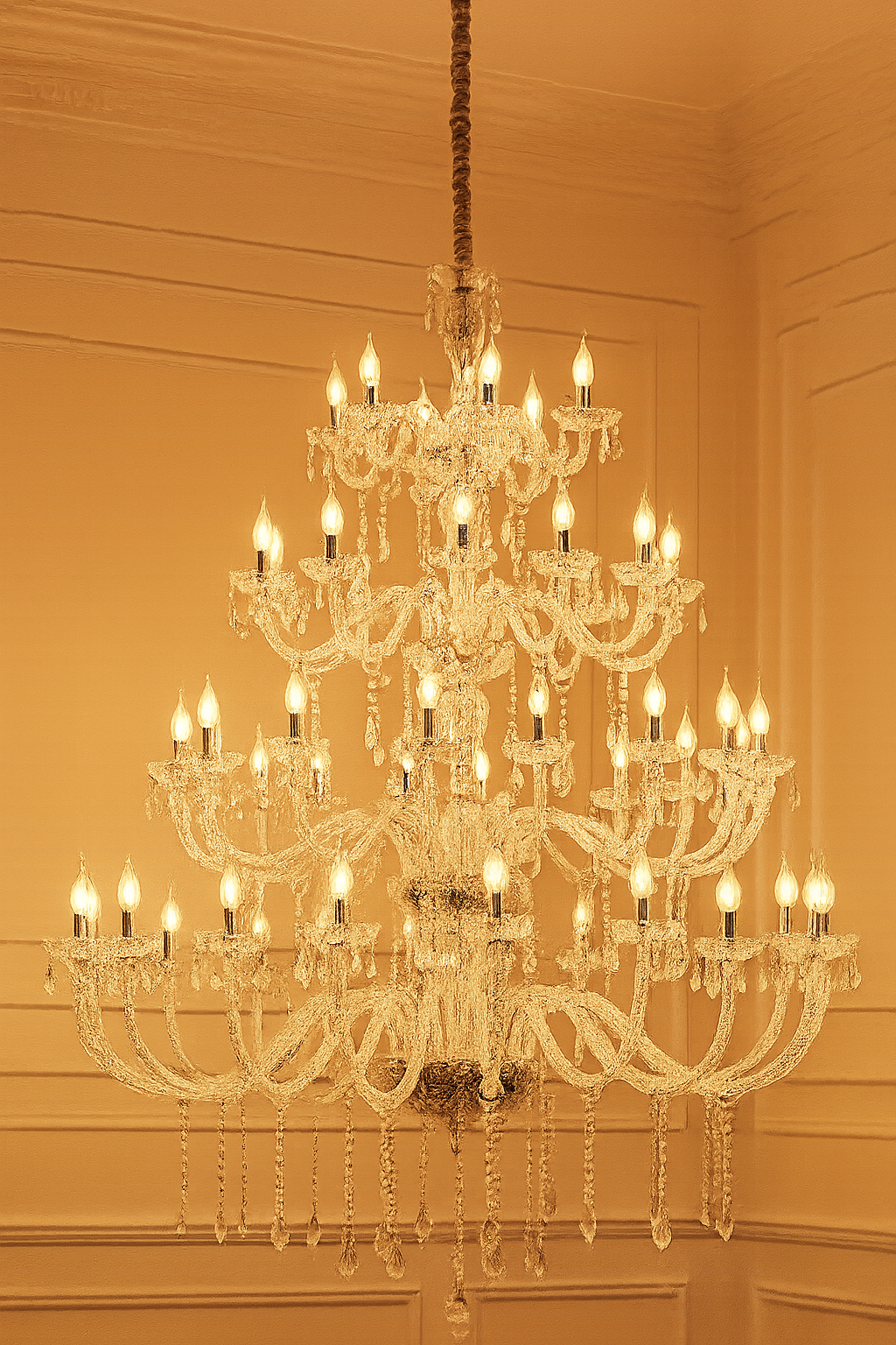HDC 24-Light Multi-Tier Glass Imperial Crystal Majesty Italian Chandelier