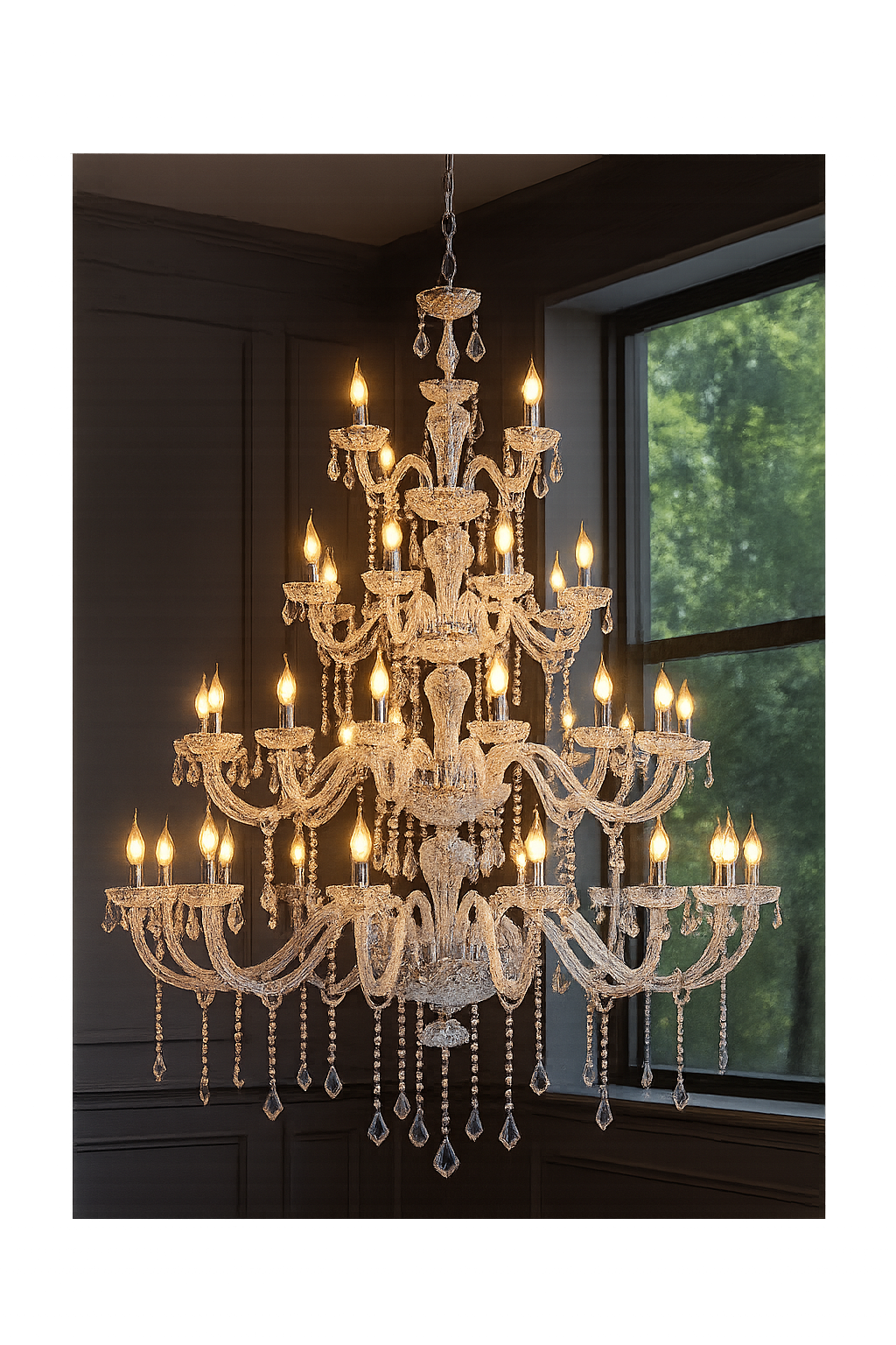 HDC 24-Light Multi-Tier Glass Imperial Crystal Majesty Italian Chandelier