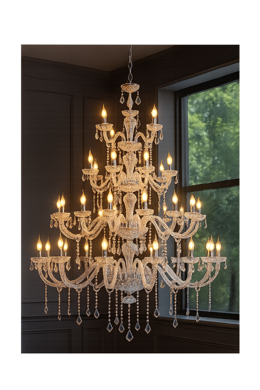 HDC 24-Light Multi-Tier Glass Imperial Crystal Majesty Italian Chandelier