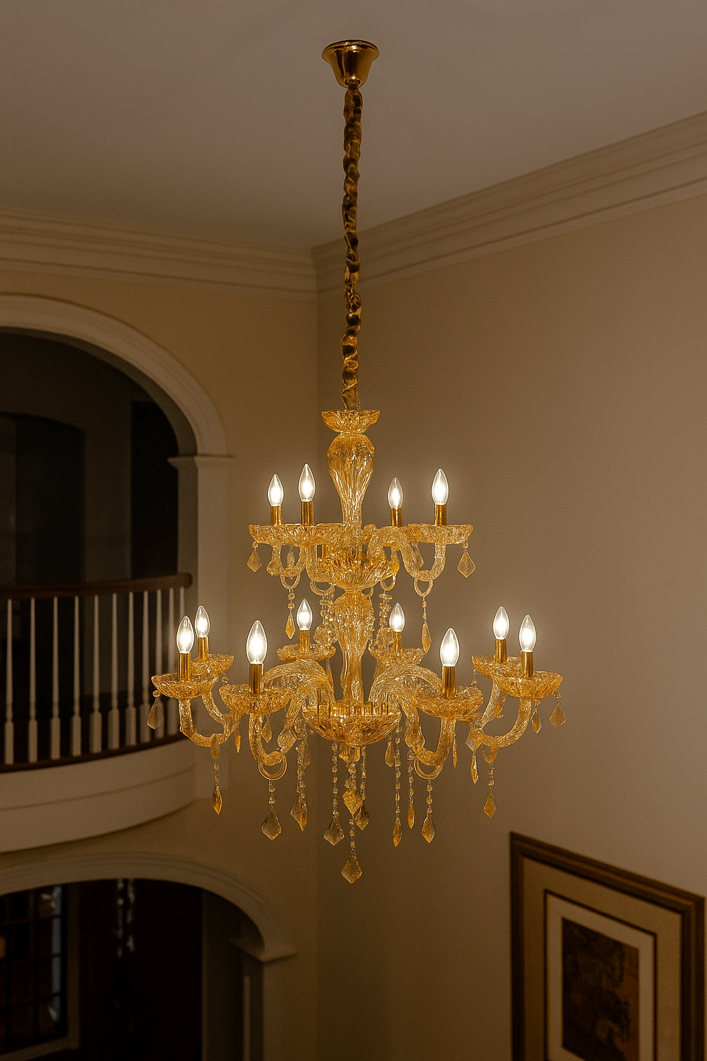 HDC 24-Light Multi-Tier Royal Amber Grandeur Glass Italian Chandelier