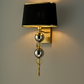 HDC Luxe Sphere Wall Lamp with Black Fabric Shade & Gold Accents